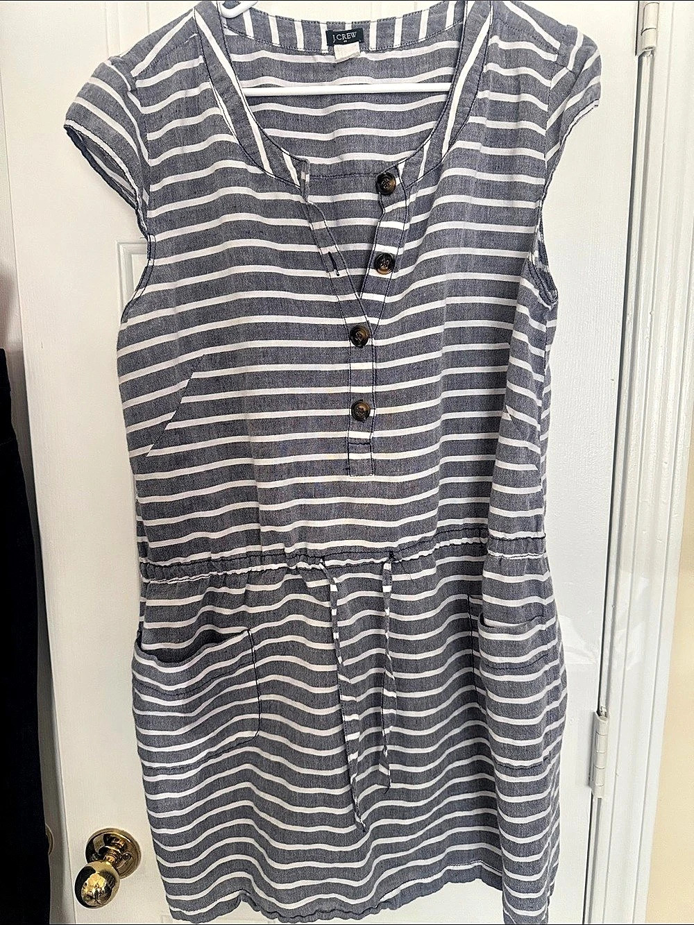 J.Crew Striped Mini Dress in Gray & White Size Large